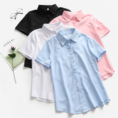 女短袖 工装 宽松夏装 白衬衫 半袖 工作服正装 大码 衬衣职业女学生衬衣