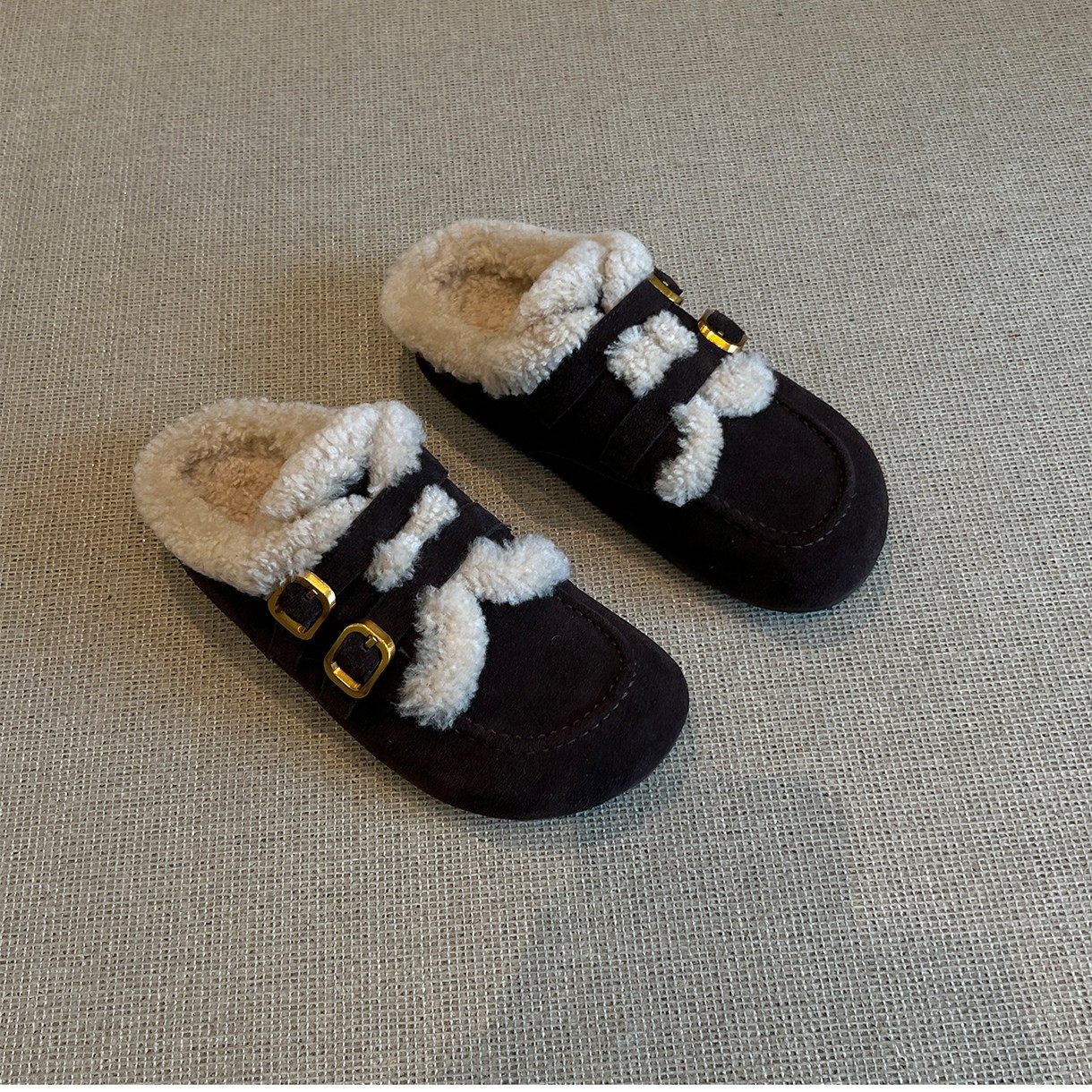 复古一脚蹬加绒勃肯鞋女2025秋冬新款外穿包头半拖毛毛鞋棉鞋单鞋,女鞋,勃肯鞋/软木鞋,淘宝优惠券,粉丝福利购,淘宝优惠卷