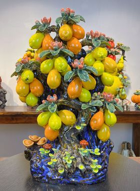 金玉满堂枇杷摆件新中式客厅电视柜乔迁家居桌面装饰陶瓷手工艺品