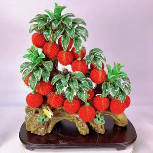 满堂红18果石湾公仔陶瓷荔枝树摆件家居装饰品乔迁新居商务送礼