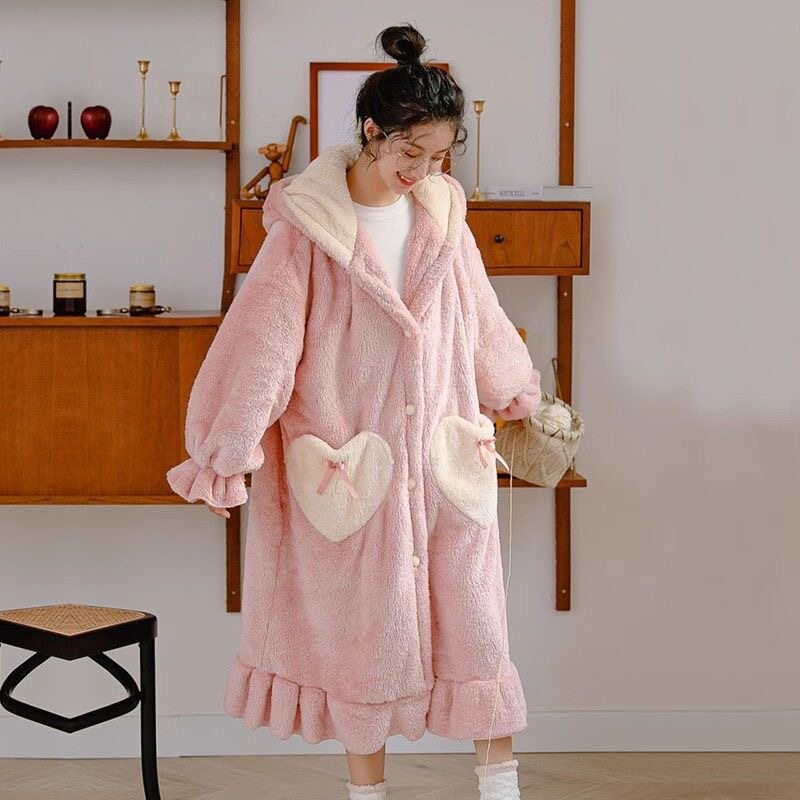 特价！！睡衣女冬季睡袍加厚保暖冬天学生可爱浴袍韩版加绒珊瑚绒