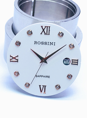 罗西尼表5437原装精钢表盘字面镶水晶黑色表面5438原厂正品刻度盘