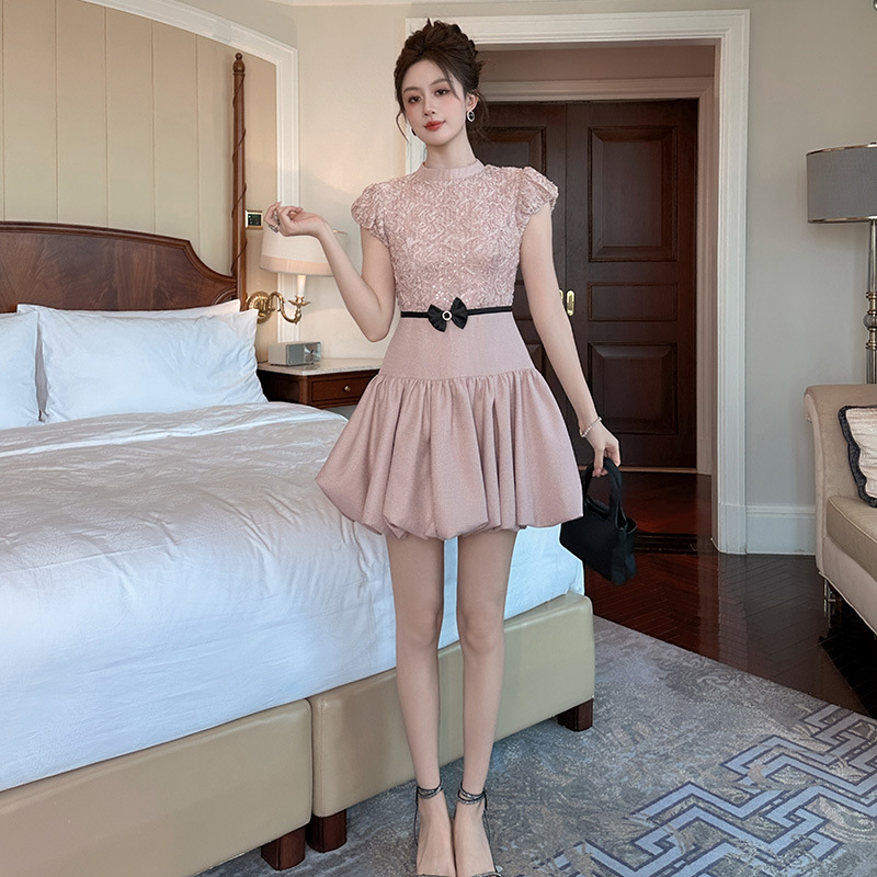 超好看独特漂亮裙子女夏2025新款轻奢高级感气质粉色连衣裙小礼服