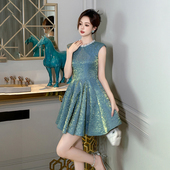 连衣裙小个子镶钻百褶夏装 2025新款 高端收腰法式 高雅气质晚礼服裙