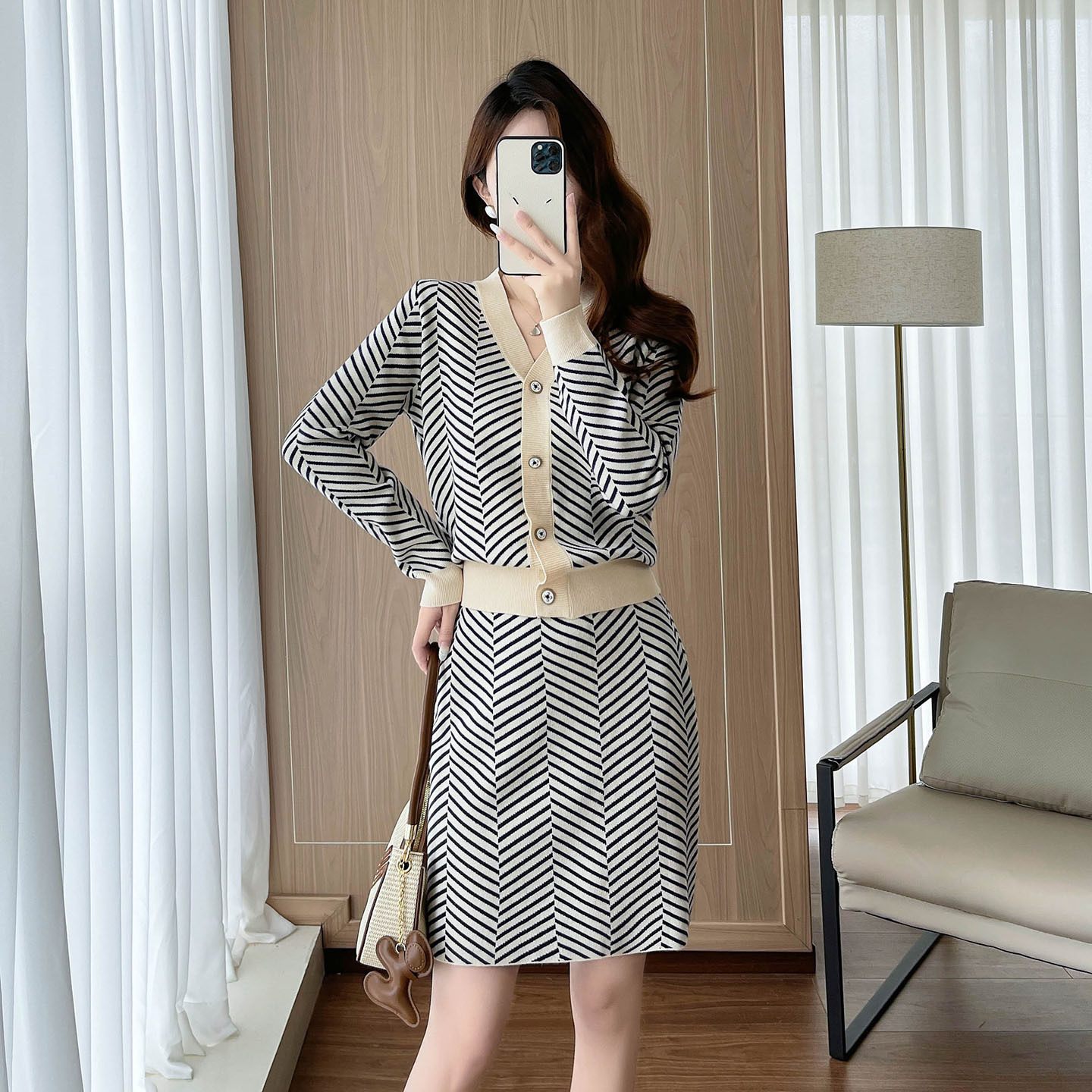 2026新款气质小香风针织毛衣套装女士时尚半身裙冬装优雅两件套潮