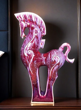 景德镇陶瓷器窑变钧瓷美林马中式客厅家居书房办公室工艺礼品摆件