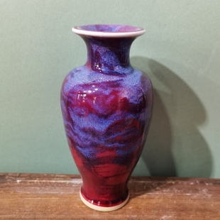 钧瓷窑变花瓶摆件紫色观音瓶客厅办公室桌面插花轻奢高档陶瓷花器