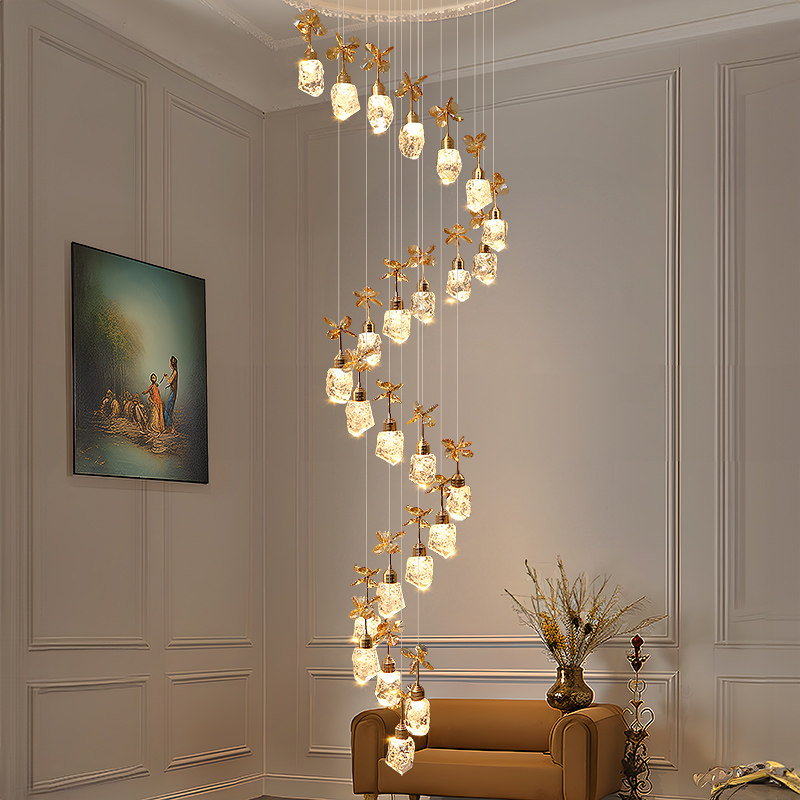 卡铂森轻奢水晶楼梯吊灯复式楼挑空客厅吊灯别墅楼梯间吊灯loft公,家装灯饰光源,LOFT/复式住宅/楼梯吊灯,淘宝优惠券,粉丝福利购,淘宝优惠卷