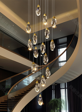 楼梯吊灯现代简约loft公寓吊灯轻奢别墅复式楼旋转楼梯吊灯长吊灯