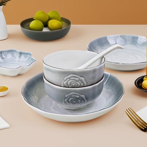 雅诚德陶瓷碗盘碟家用釉下彩餐具