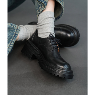 学院风深口单鞋 Fermina 牛皮春新款 女JK厚底增高鞋 学生 系带小皮鞋