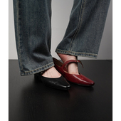 轻复古通勤工作鞋 Fermina牛皮浅口单鞋 女低跟一字扣玛丽珍鞋 平底