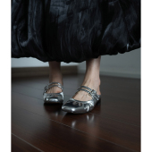 Fermina 女夏外穿一字扣简约百搭半拖度假一脚蹬凉拖 银色包头拖鞋