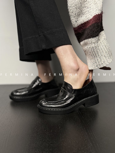 Fermina方跟乐福鞋复古风单鞋