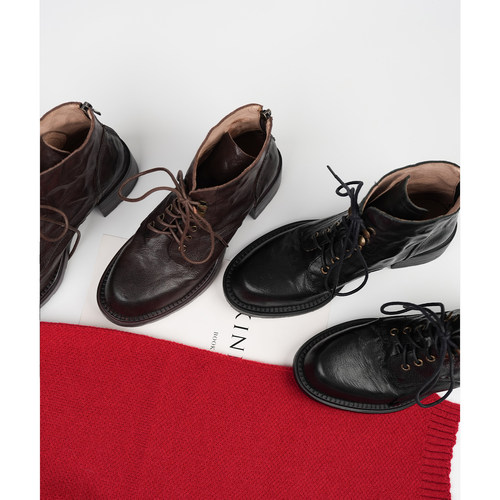 Fermina学院风马丁靴女平底