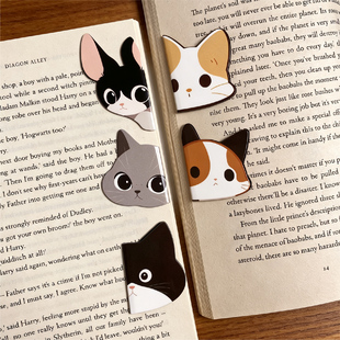 迷恋猫卡通磁吸磁铁猫咪书签可爱磁性文艺书夹创意小学生礼物文创