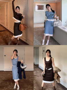 Scout 「知识分子穿搭」Miu系天丝针织拼接叠穿层次感三件套女秋