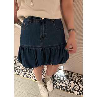 高腰显瘦裙子 海岛松弛感百搭花苞牛仔半裙女夏季 Scout 软糯牛牛