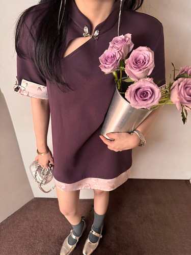 利落版型新中式拼接T裙