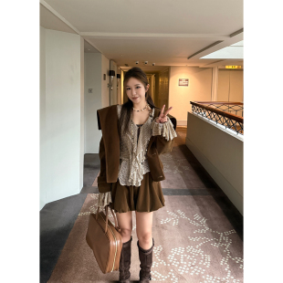 Scout 秋冬巴恩风麂皮绒复古立领风衣外套 巧克力曲奇