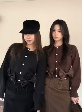 Scout 小野猫针织 秋冬短款灯笼袖拼接造型感羊毛上衣女冬季