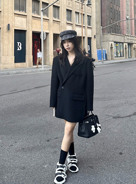 Scout 版型太优秀！宽肩荃羊毛毛呢外套黑色双面手工大衣女冬季