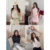 T恤女 显瘦正肩缎缩丝植绒印花日常短袖 Scout 基础百搭vibe