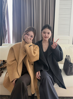 Scout Chao爱！950g澳洲牦牛绒全羊毛质感手工系带中长款大衣女