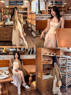 Scout 优雅蕾丝杏色吊带内搭气质长裙女秋 「普罗旺斯假日」法式