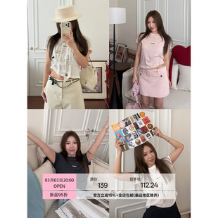 Scout 基础百搭vibe 显瘦正肩缎缩丝植绒印花日常短袖T恤女