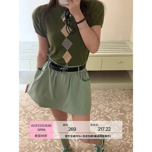 Scout 日常百搭菱格纹气质夏日轻透桑蚕丝针织上衣女 chao细支