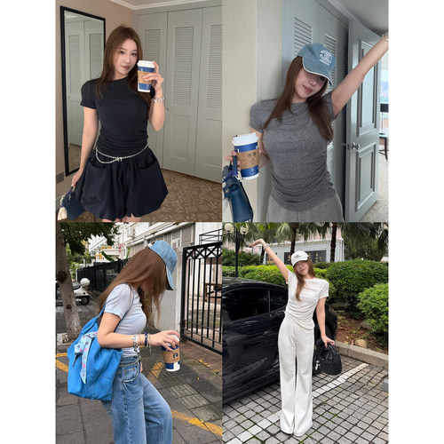 Scout 05.13 20:00 夏季B buy 超舒适弹力褶皱莱赛尔天丝修身tee