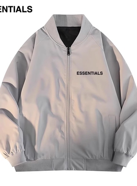 ESSENTIALS夹克男薄款潮牌春秋款宽松休闲棒球服简约外套2024
