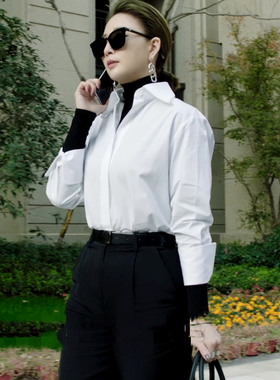 正青春林睿殷桃同款白色上衣2023年女气质时尚长袖百搭韩版衬衫