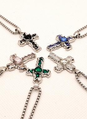 百搭复古小众设计熔岩十字架项链