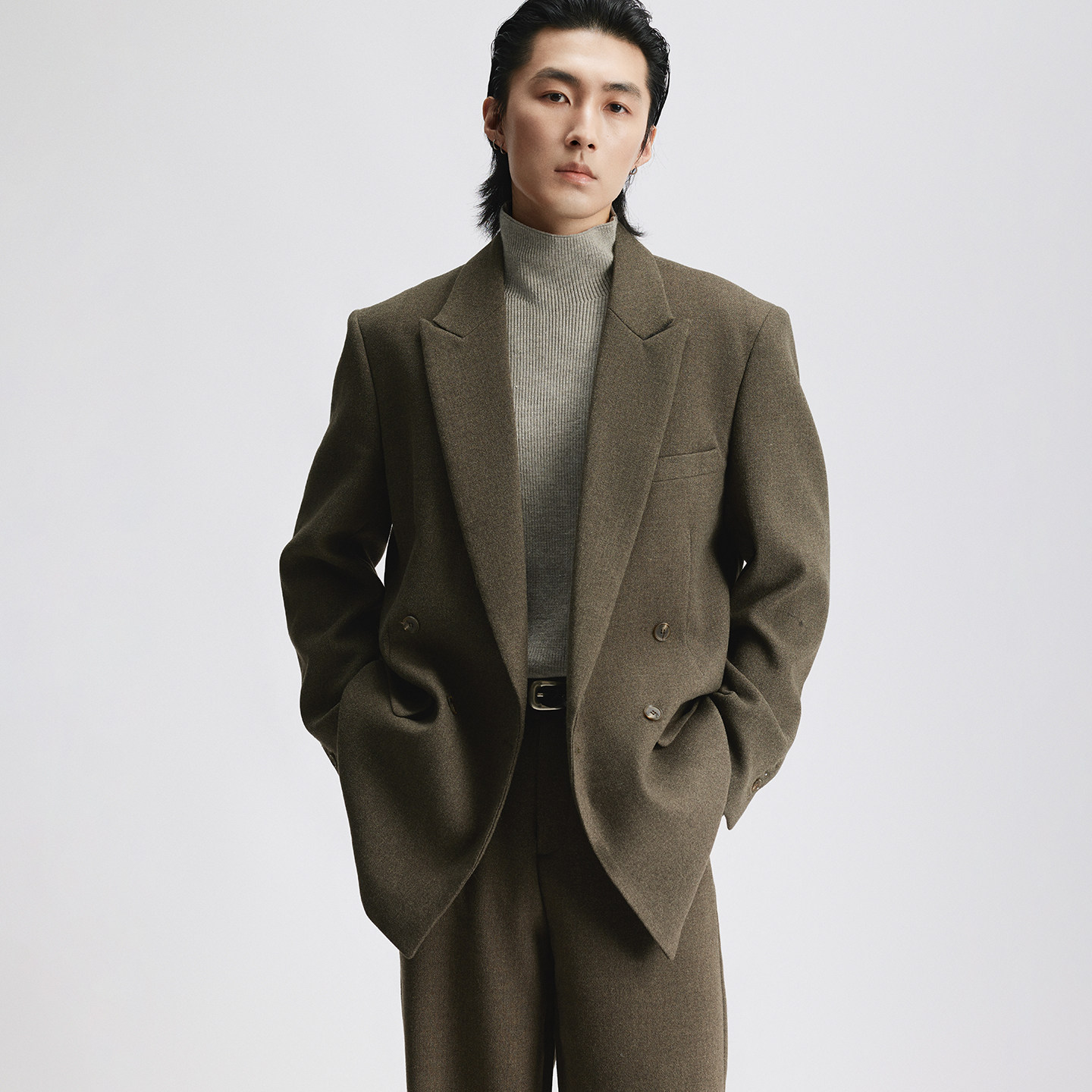 三木公白 简约绒感中长款休闲西服男宽松 高级廓形极简风西装雅致,男装,休闲西服,淘宝优惠券,粉丝福利购,淘宝优惠卷