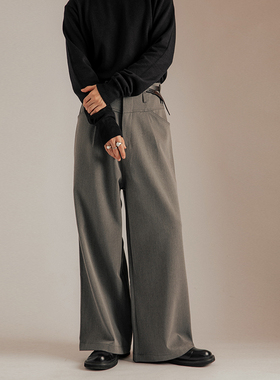 丑时三刻 春秋小众设计西裤高级感男宽松 日系慵懒坠感阔腿裤高腰