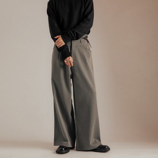 日系慵懒坠感阔腿裤 高级感男宽松 高腰 春秋小众设计西裤 丑时三刻