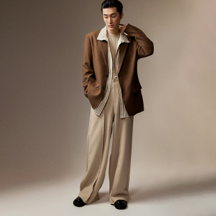 宽松冷淡风休闲西服痞帅简约 外套男高级感 三木公白 复古垂感西装