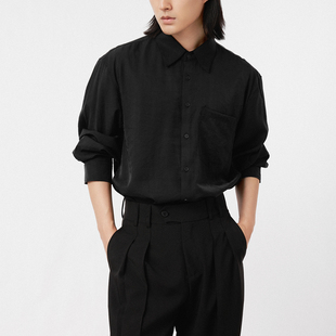 三木公白 垂感褶皱衬衫男高级宽松 小众设计日系精致衬衣外套潮