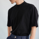 高级感百搭小众 港风复古短袖 丑时三刻 简约宽松中领T恤男黑色