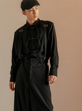 丑时三刻 秋冬复古新中式盘扣衬衫男小众 高级感衬衫设计雅痞翻领