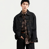 工装 复古原色牛仔外套男宽松 辑明线夹克简约精致潮 短款 三木公白