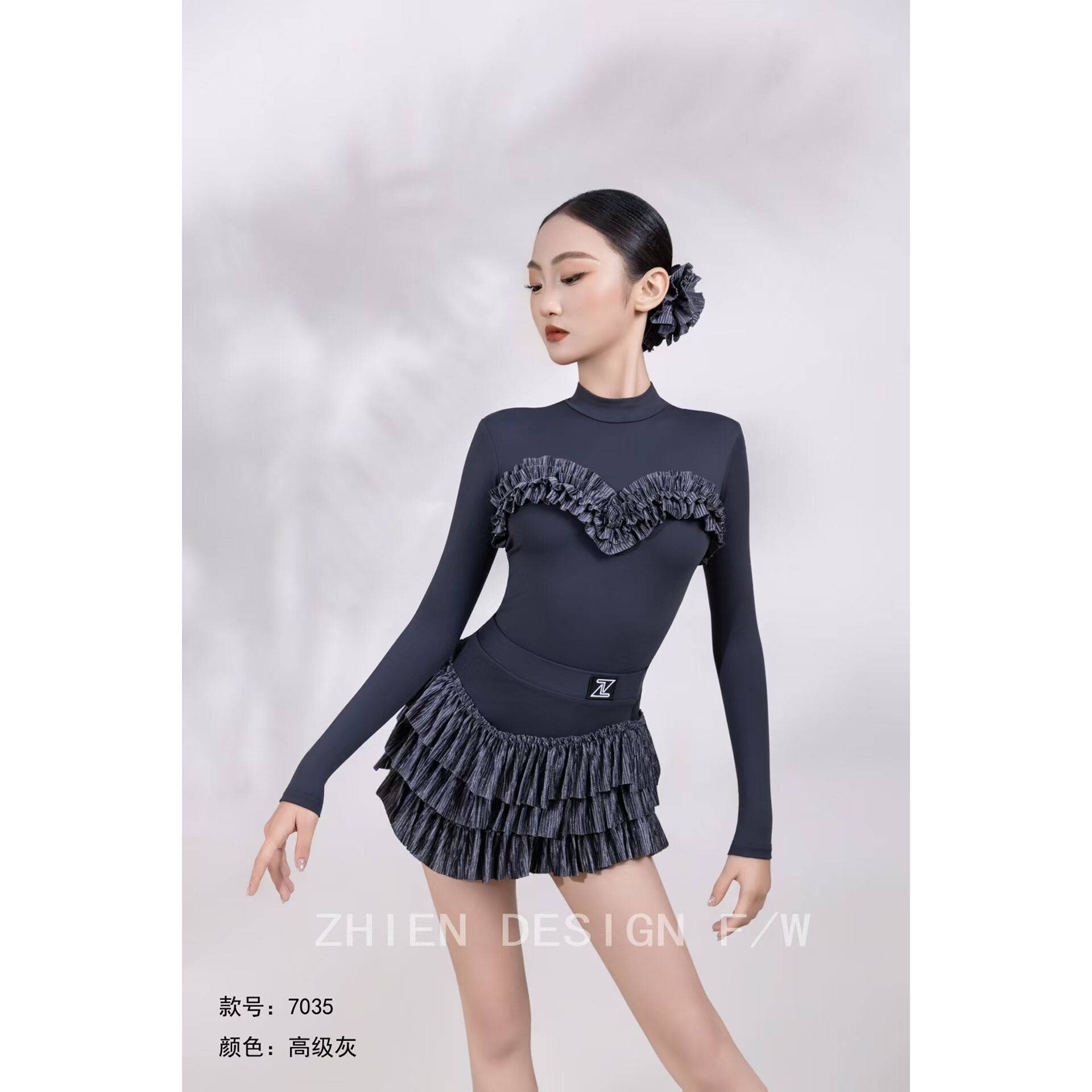少儿拉丁舞练功显瘦蛋糕裙
