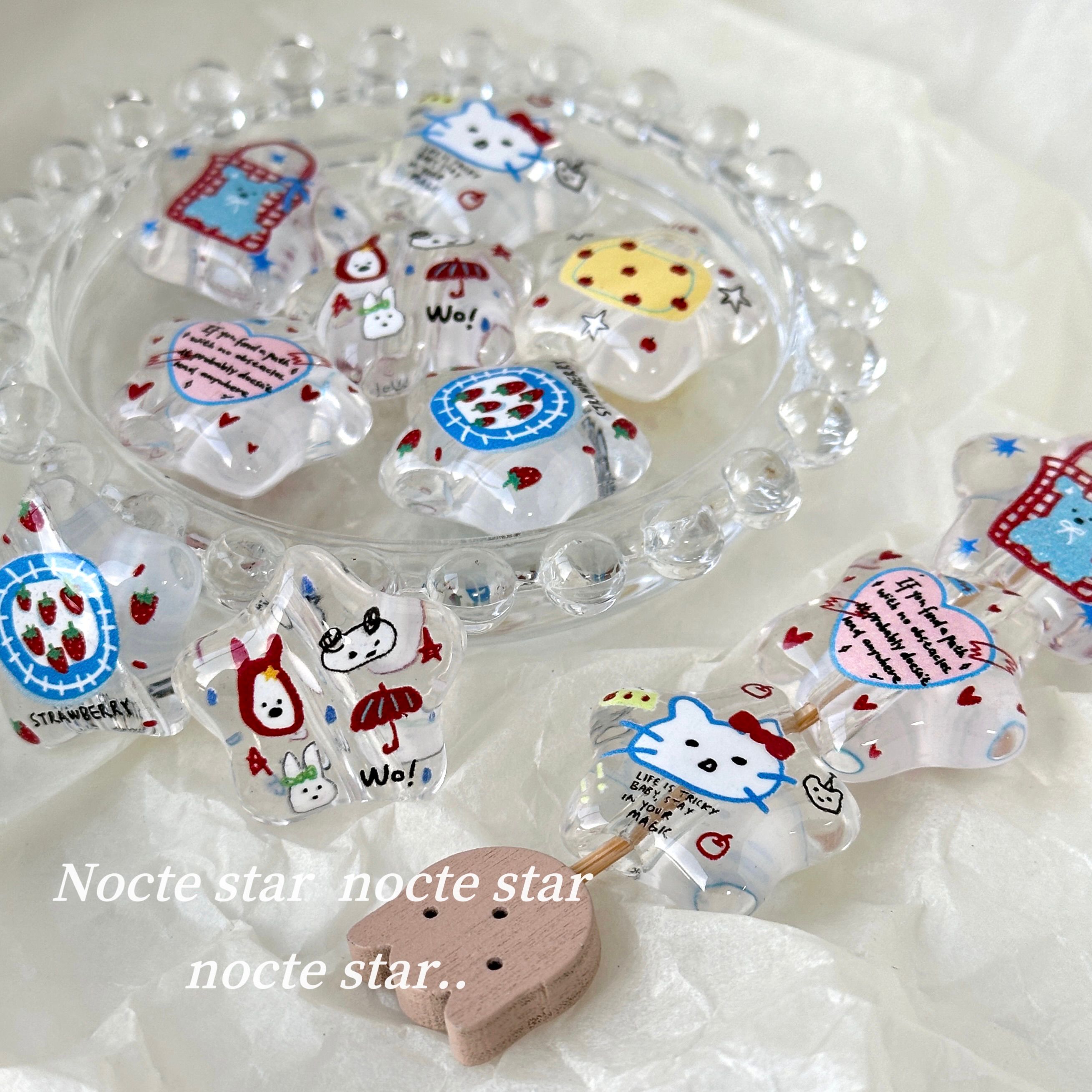 亚克力斜孔小动物星星串珠 diy儿童发绳饰品手机链包挂钥匙扣材料