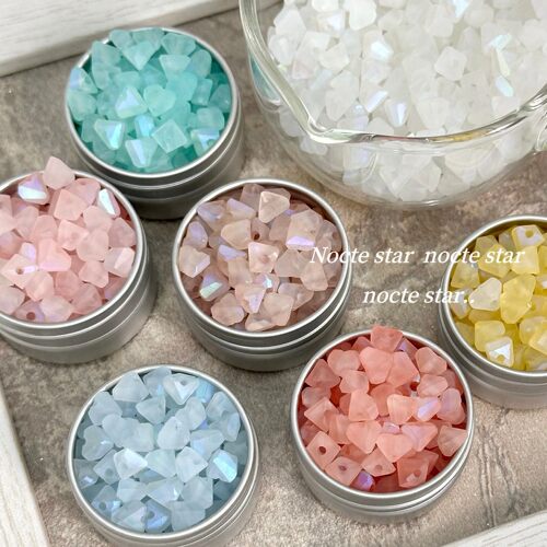 4-6mm幻彩磨砂桃心三角珠 diy串珠饰品配件手串散珠手链隔珠配饰