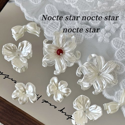 仿珍珠亚克力中孔花瓣花托 diy手工串珠手链项链手机链饰品配件