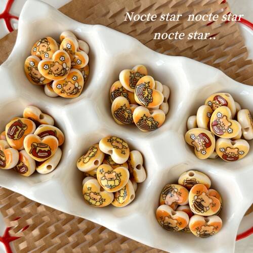 16mm亚克力蜂蜜小熊小爱心 diy手工串珠散珠串笔手机链饰品配件