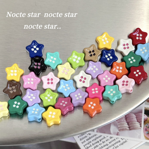 亚克力烤漆直孔五角星纽扣珠 手工diy串珠饰品配件手链手机链材料