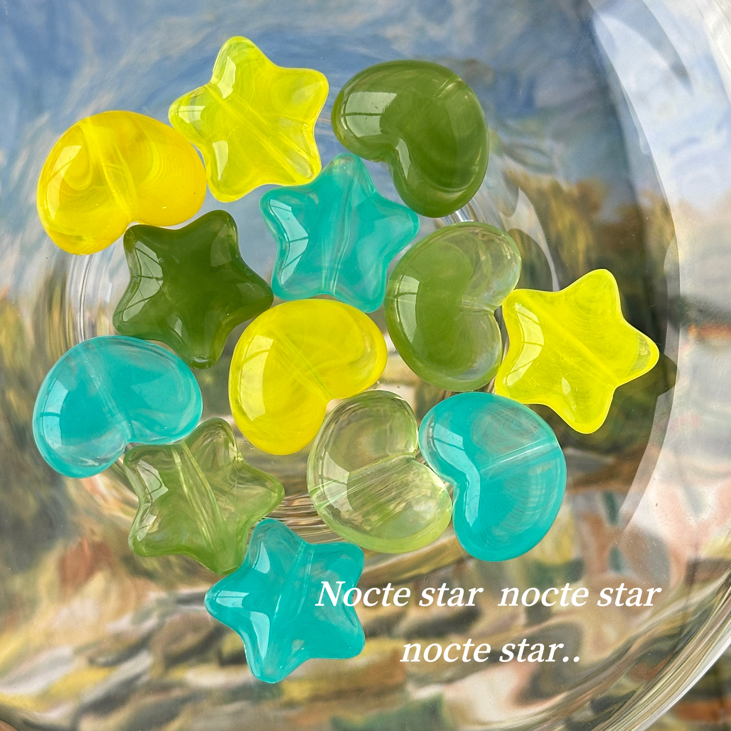 亚克力云雾爱心星星 手工diy串珠饰品配件手链手机链散珠子配件